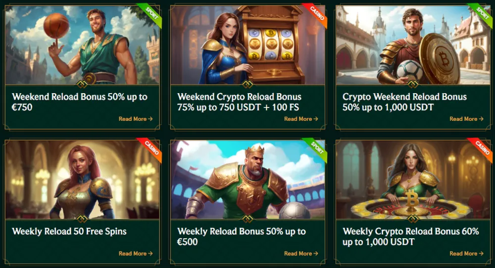 Banners promocionales de Casinia para reembolso semanal y rakeback instantáneo.